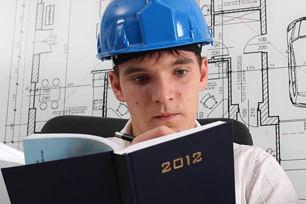 Surprised engineer stock photo