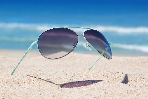 istock Closeup glasses on the beach. Seascape. 153870408