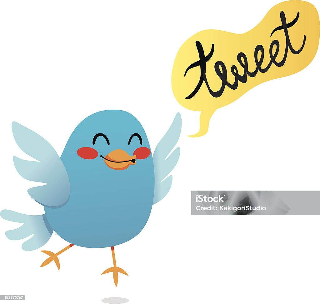 Uccello blu Twitter - arte vettoriale royalty-free di Ala di animale