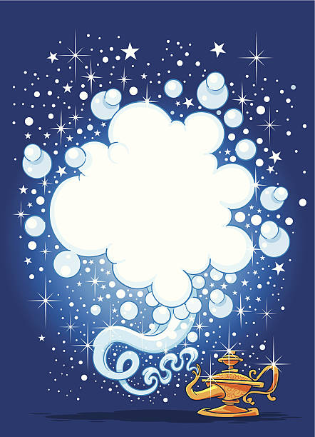 illustrazioni stock, clip art, cartoni animati e icone di tendenza di lampada magica - magic lamp genie lamp smoke