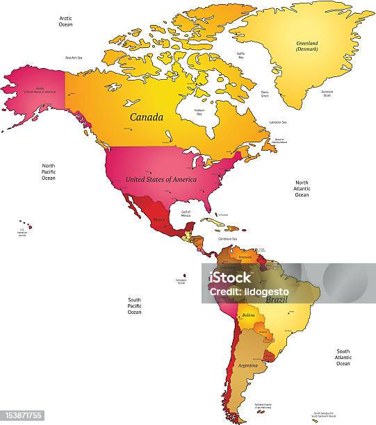 Mapa Ameryki - Stockowe grafiki wektorowe i więcej obrazów Ameryka - Ameryka, Ameryka Północna, Ameryka Łacińska
