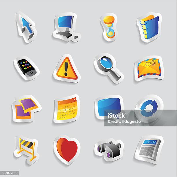 Icone Per Interfaccia - Immagini vettoriali stock e altre immagini di Agenda - Agenda, Appiccicoso, Binocolo