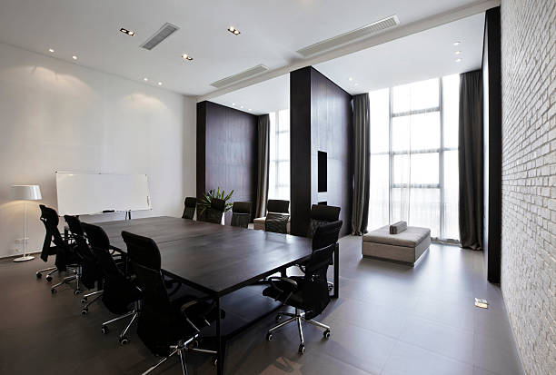 istock Simple yet modern conference room with white walls  153873186