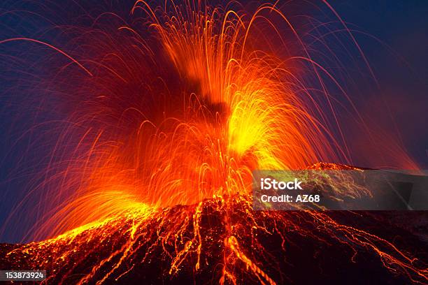 Volcanic Eruption Stock Photo - Download Image Now - Volcano, Erupting, Lava