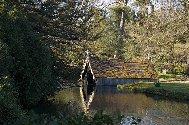 istock Boathouse in the woods 153874556
