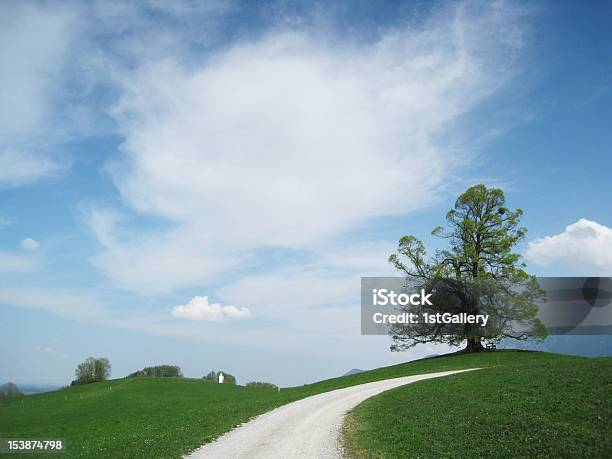 Linden Near The Way Stock Photo - Download Image Now - Bavaria, Blue, Cloud - Sky