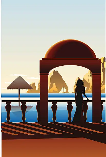 Vector illustration of Vintage Cabo Travel Poster