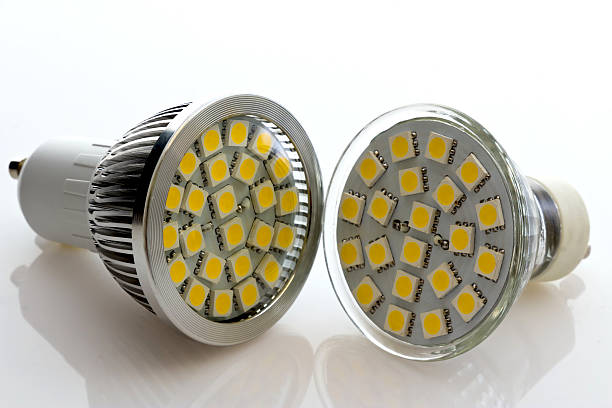 istock warm white LED lamps with and without cooling 153882292