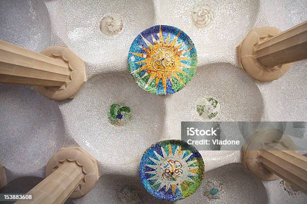 Parc Guell Columns Barcelona Spain Stock Photo - Download Image Now - Park Guell, Sala Hipostila, Antoni Gaudí