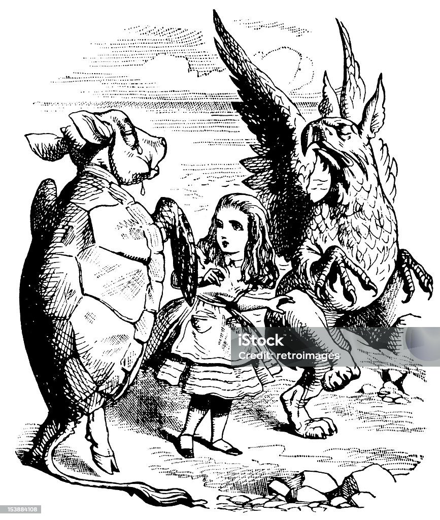 Alice, de tortue et Gryphon illustration (Alice s Aventures à Wonderland - Illustration de Alice au pays des merveilles libre de droits
