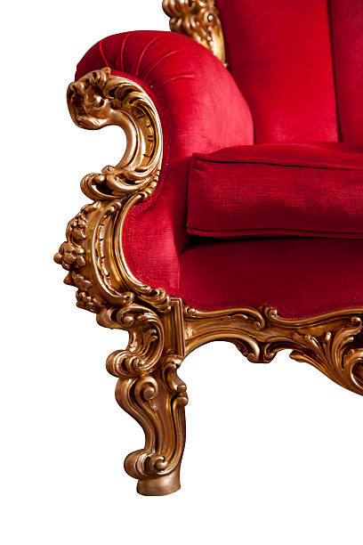canapé baroque rouge, isolé sur blanc - fauteuil baroque photos et images de collection