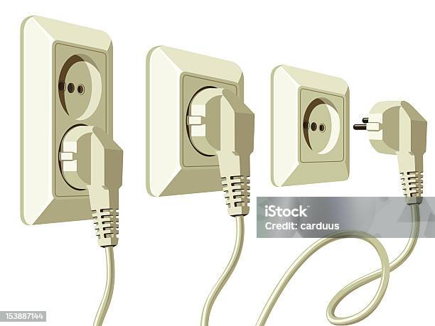 Ilustración de Juego De Conectores Macho Y Hembra Eléctrico y más Vectores Libres de Derechos de Blanco - Color - Blanco - Color, Cable, Cable de conducción eléctrica