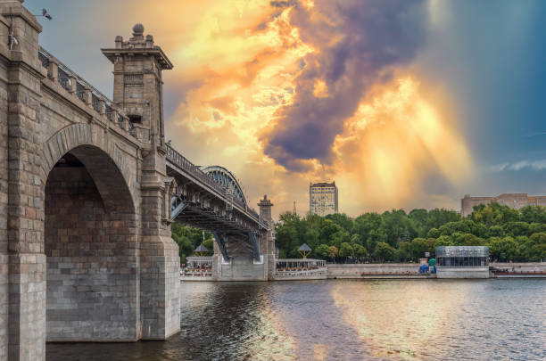 istock Pushkinsky bridge in Moskow at beautiful summer sunset 1538880058