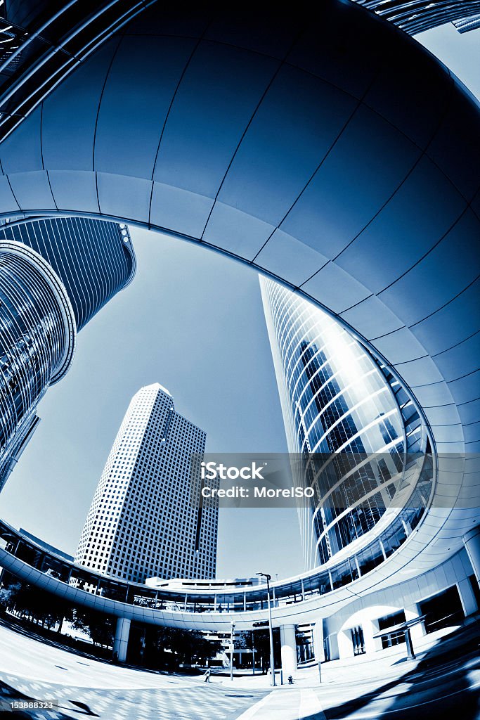Architektur der Innenstadt Wolkenkratzer Blau Getönt - Lizenzfrei Houston - Texas Stock-Foto