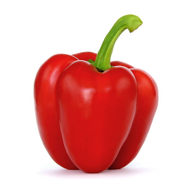 Pepper Clipping path included Red Bell Pepper on a white background red bell pepper stock pictures, royalty-free photos & images