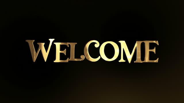 Golden Elegant Welcome Text Animation. welcome animation sign in gold color on black background.