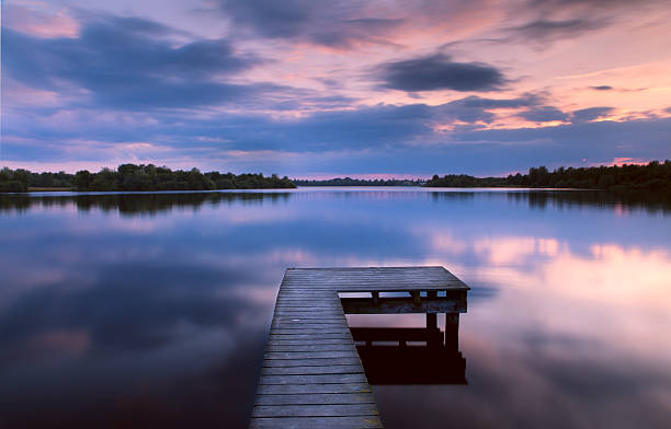istock sunset on lake from the pier 153889518