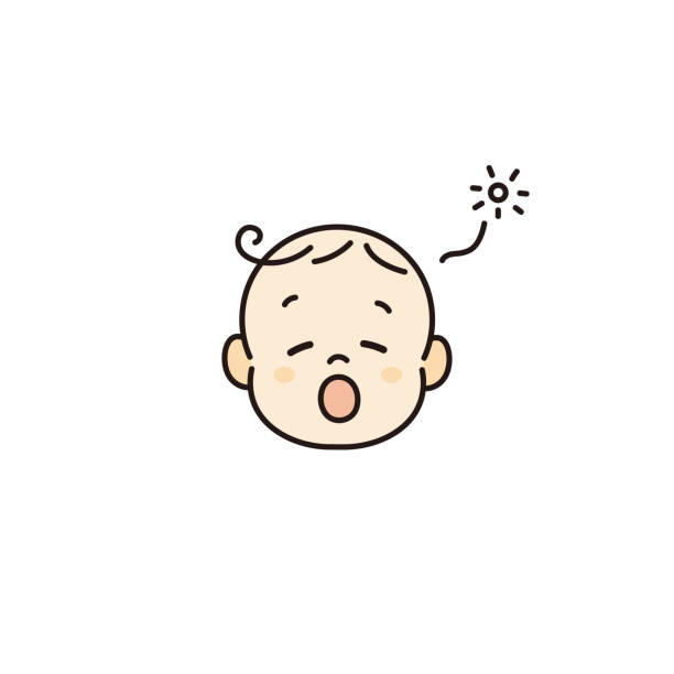 illustrations, cliparts, dessins animés et icônes de image de l’icône du visage de bébé bâillant - baby yawning asian ethnicity newborn