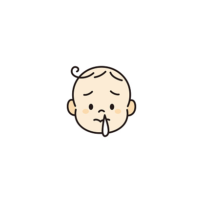 Illustration of Sick Baby Have a Runny Nose