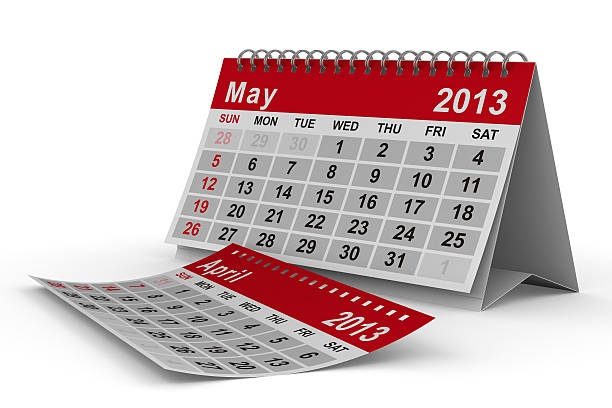 2013 anno di calendario. maggio. immagine 3d isolato - april 2012 calendar year foto e immagini stock
