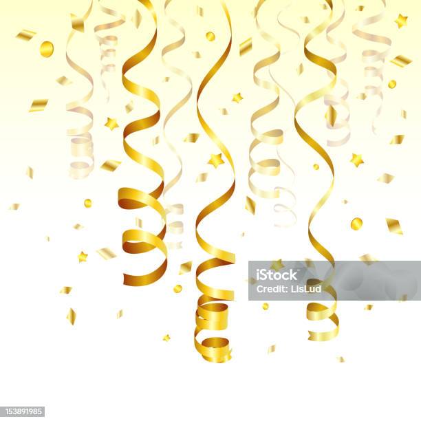 Ouro Serpentina - Arte vetorial de stock e mais imagens de Amarelo - Amarelo, Aniversário, Aniversário especial