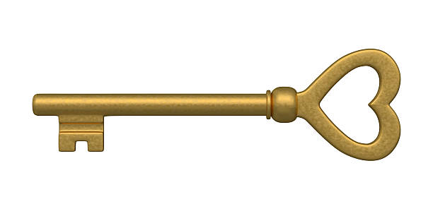 Heart Shaped Golden Skeleton Key