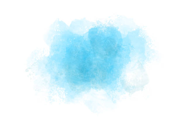 自由な背景 白い背景に抽象的な抽象的青の水彩画 手描きの紙にスプラッシュを描く - brush stroke blue abstract frame ストックフォトと画像