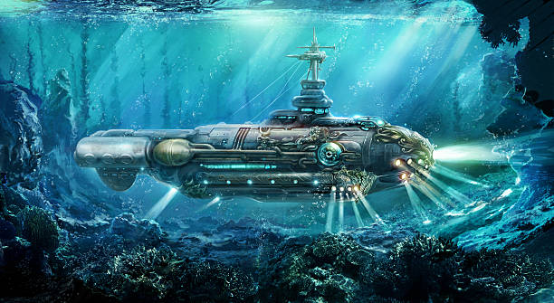 ilustrações de stock, clip art, desenhos animados e ícones de submarino fantástico - submarine