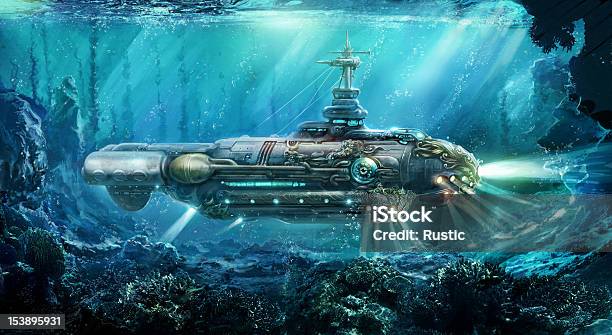 Fantastic Submarine Stock Illustration - Download Image Now - Submarine, Steampunk, Sea