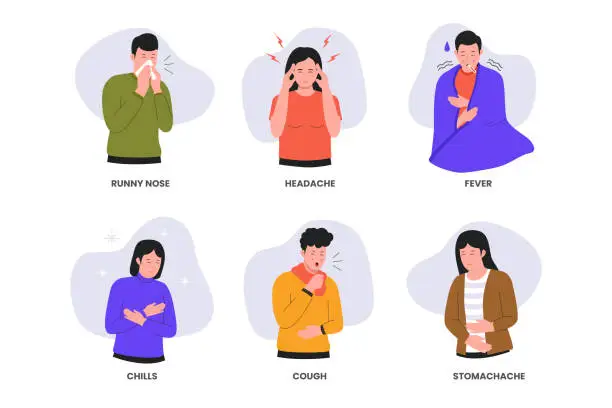 Vector illustration of Set of sick people characters