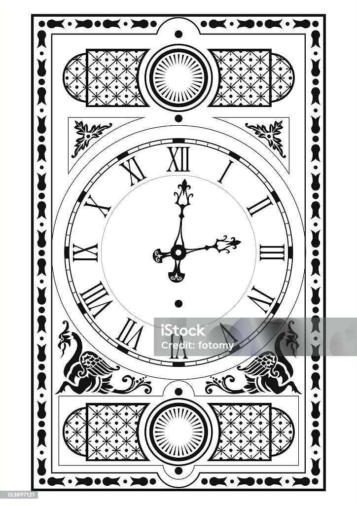 Relógio Vitoriano rosto e mãos - Royalty-free Estilo Gótico arte vetorial