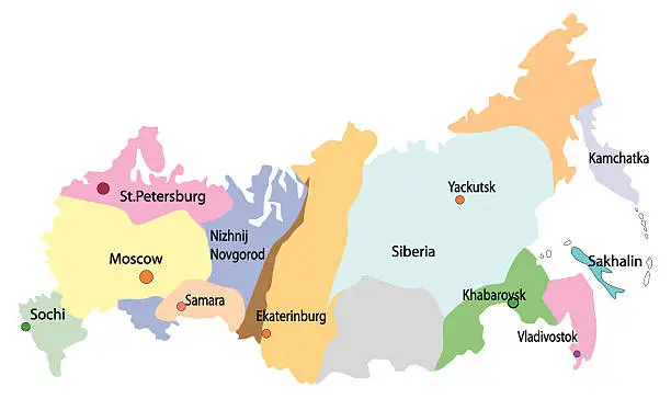 Vector illustration of map of russia