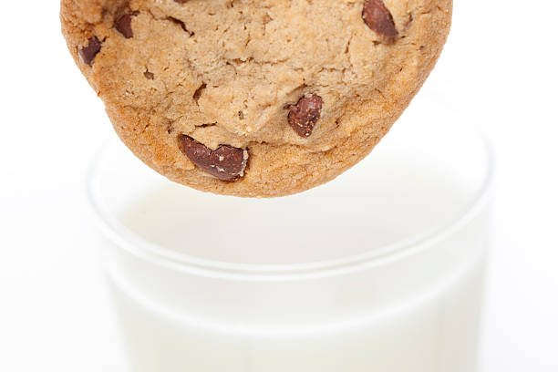 istock Fresh Chocolate Chip Cookies with milk 153899203
