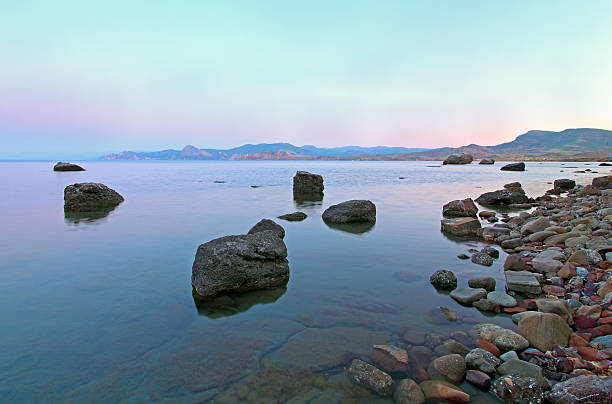 Evening sea coast. Landscape stock photo