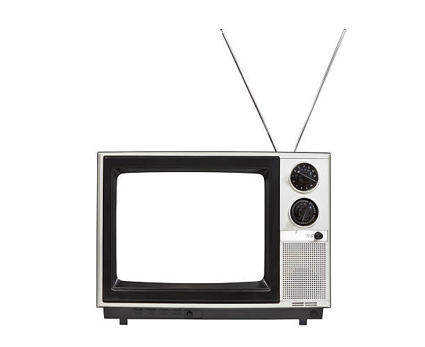 istock Vintage Portable TV with Antennas Isolated 153899355