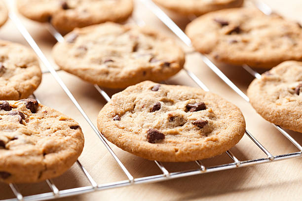 istock Fresh Chocolate Chip Cookies with milk 153899408