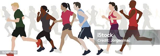 Group Of Runners Stock Illustration - Download Image Now - Group Of People, Running, Activity