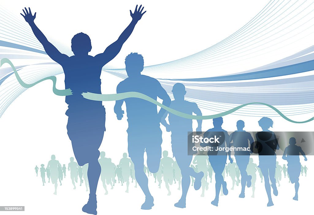 Group of Marathon Runners on abstract swirl background. Fully editable vector illustration of a group of marathon runners competing  in a street race on abstract swirl background. Hi-res Jpeg, PNG and PDF files included. Running stock vector