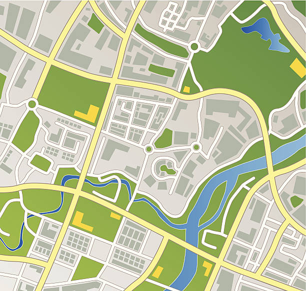 Fictional Town Map vector art illustration