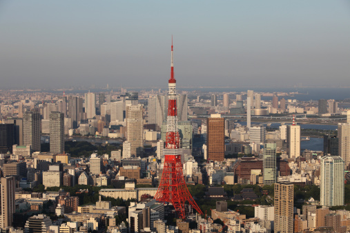 Tokyo Skyline with Tokyo Tower in the background on a sunny day.