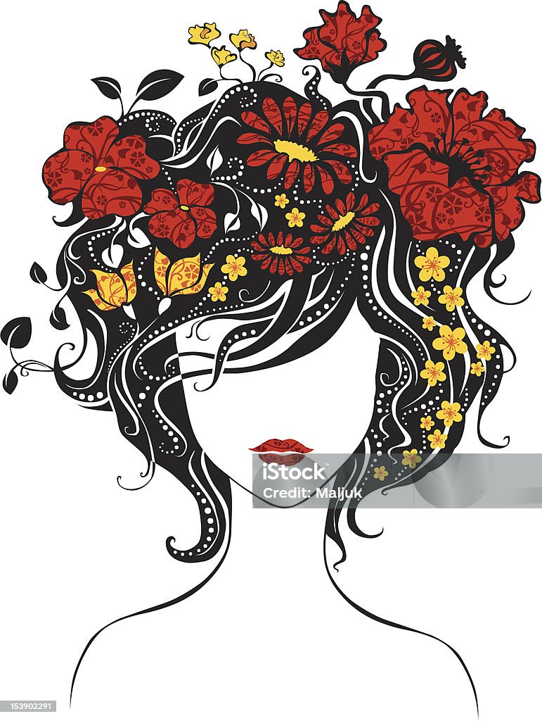 Abstract beautiful girl with flowers in hair Similar images: Women stock vector