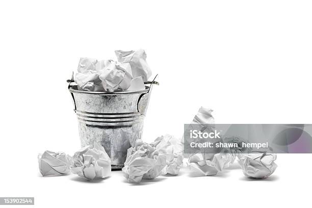 Waste Basket With Crumpled Papers Stock Photo - Download Image Now - Basket, Concepts, Concepts & Topics