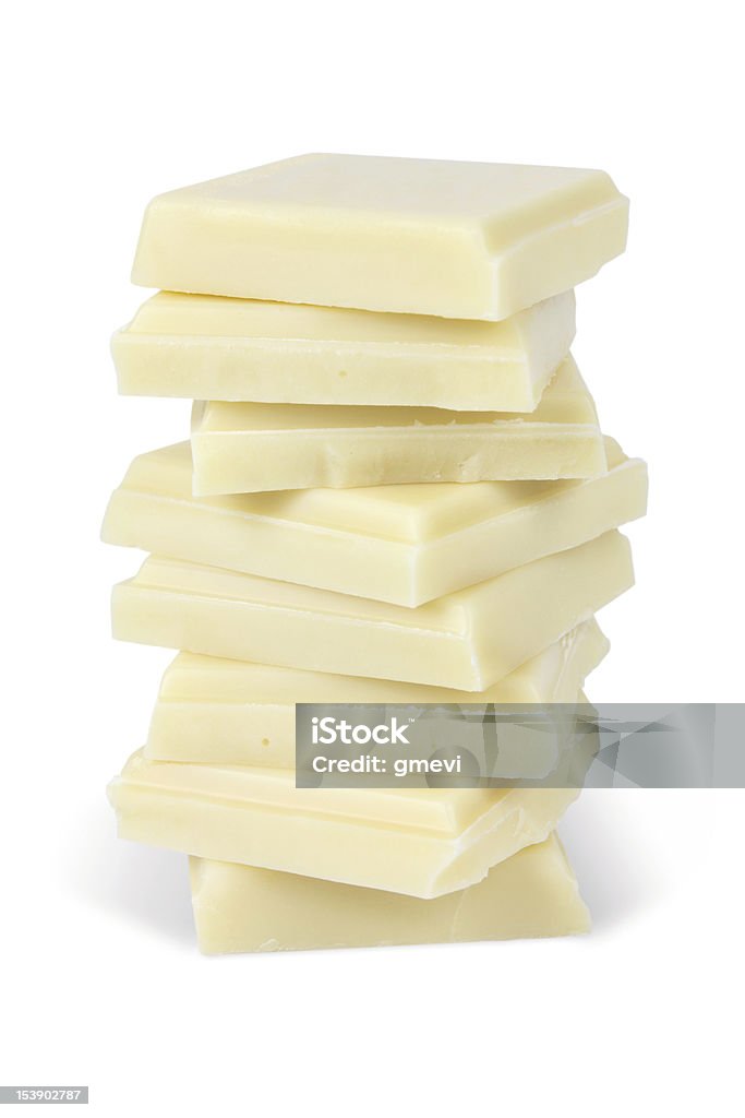 A stack of square white chocolate pieces white chocolate White Chocolate Stock Photo