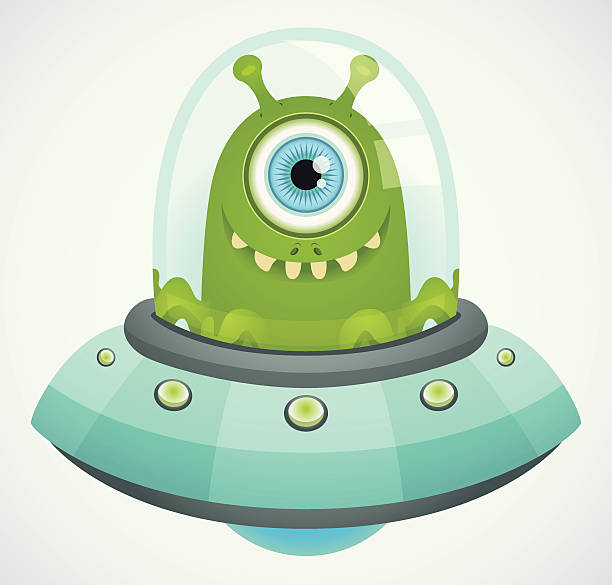 ilustrações de stock, clip art, desenhos animados e ícones de voar pires - alien