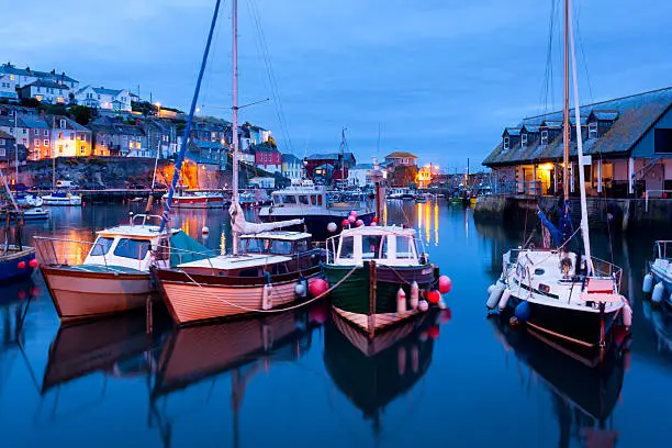 Fishing harbour at Mevagissey Cornwall England UK