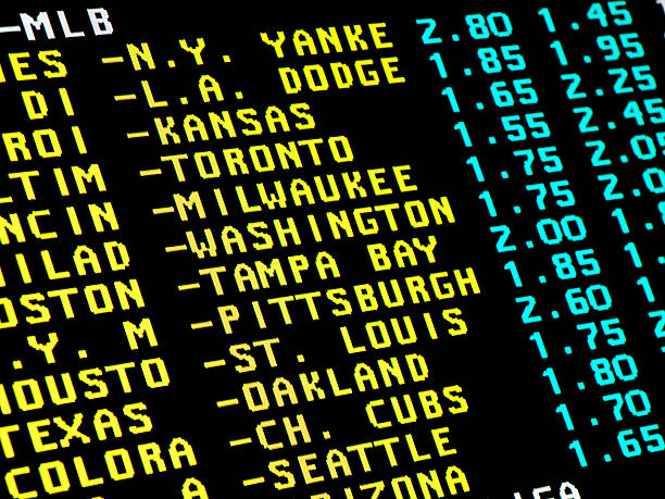 Baseball betting Sight on monitor with the teletext and betting offer of baseball matchups. sports betting stock pictures, royalty-free photos & images