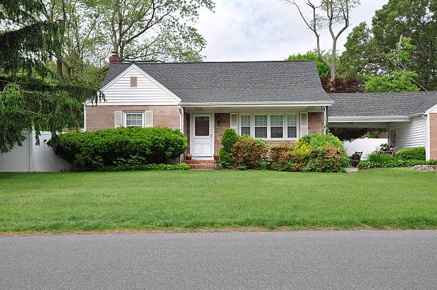 Suburban home front yard stock photo
