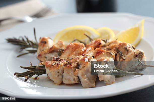 Souvlaki On Rosemary Sticks Stock Photo - Download Image Now - Barbecue Chicken, Chicken Meat, Close-up