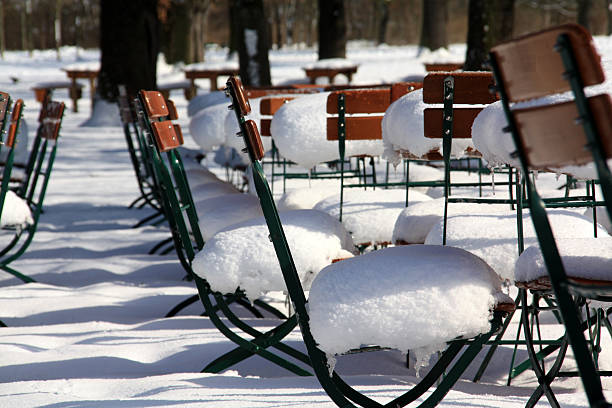 beer garden in the winter in bavaria