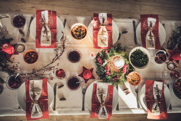 istock Above view of beautifully decorated place setting. 1539069460